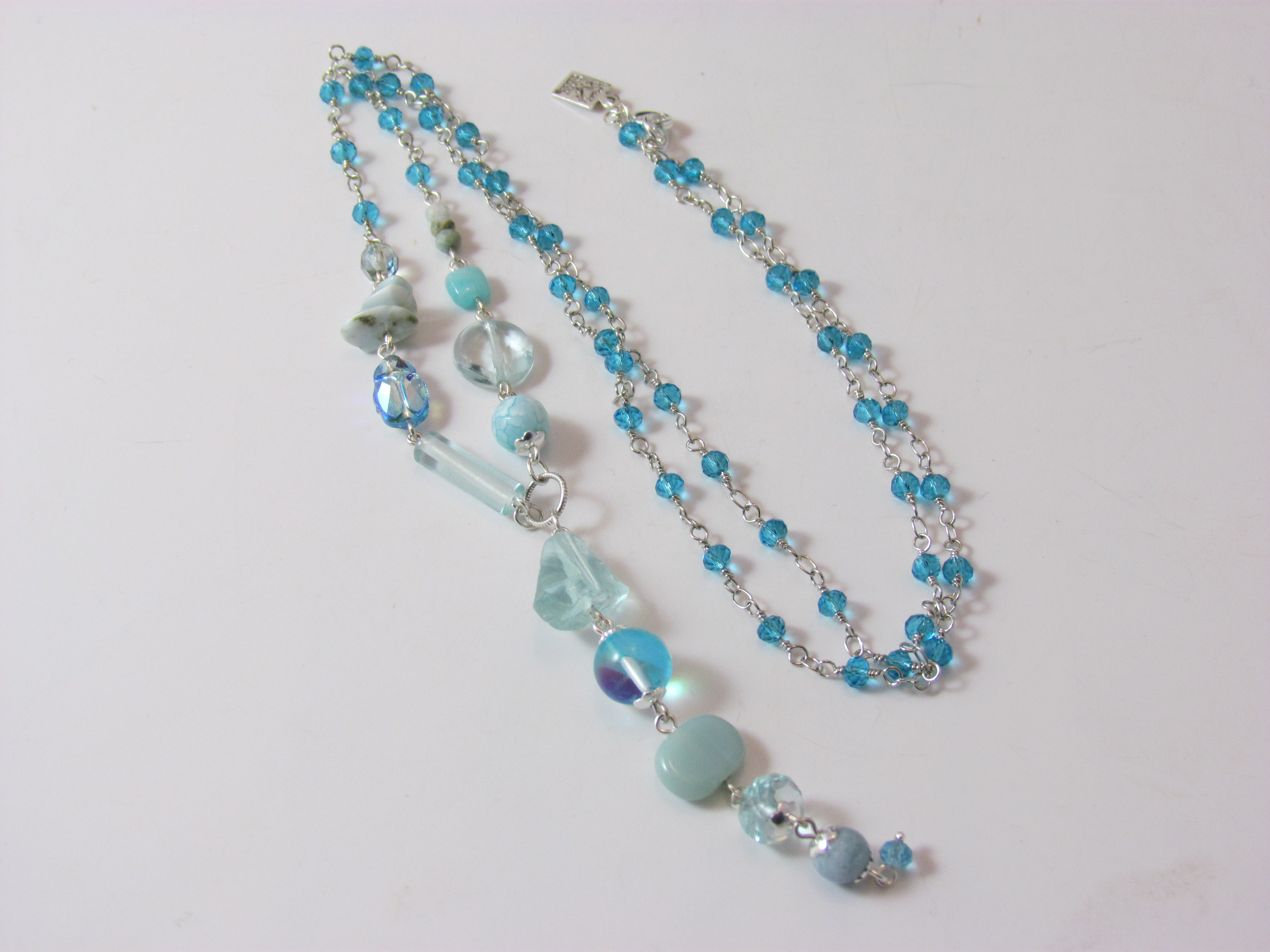 Desert Heart Rhapsody in Blue Necklace with Larimar, Quartz and Aquamarine